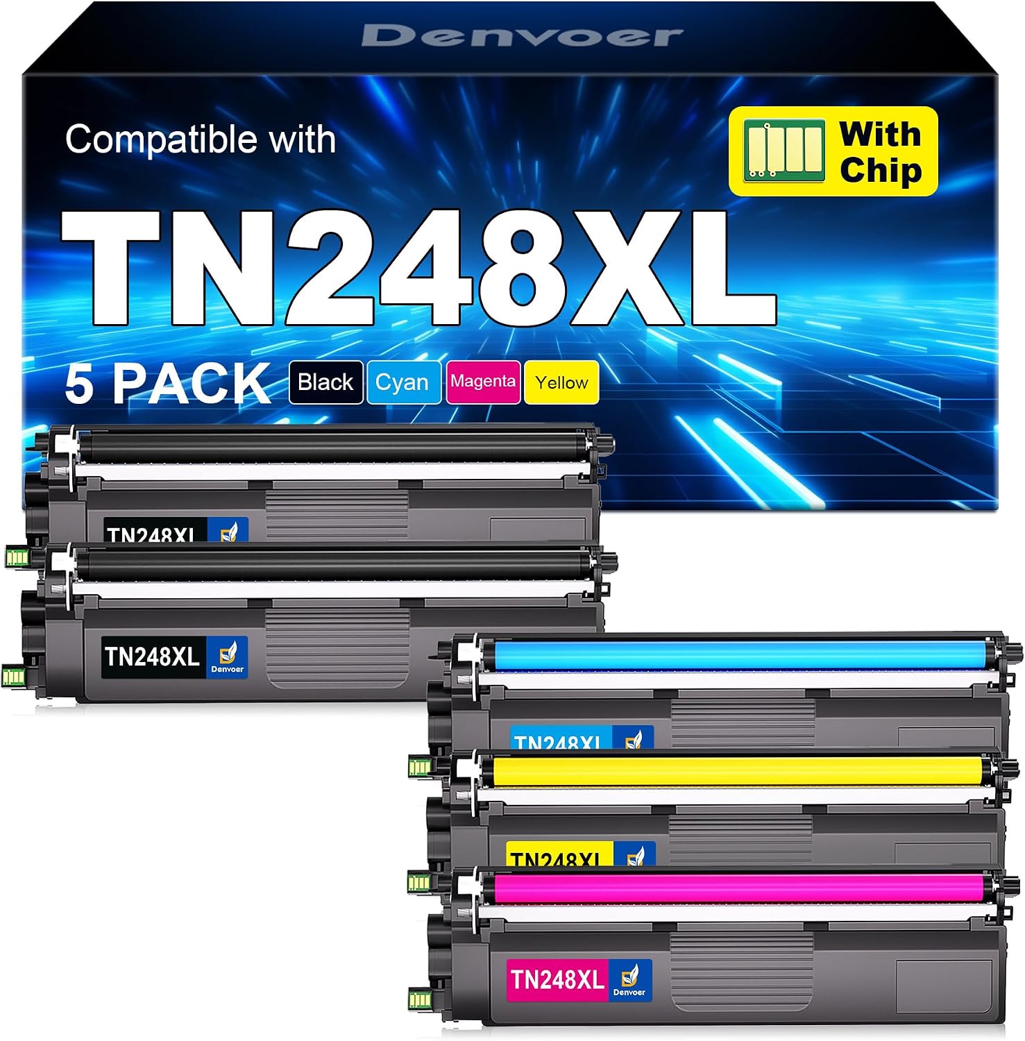 TN248XL TN248 MFC-L3760CDW DCP-L3560CDW Toner TN-248XL TN-248 5 Pack