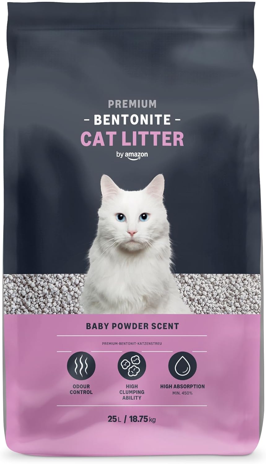 by Amazon Arena Prémium de Bentonita con Aroma a Talco para Gatos, 10L (Paquete de 1)