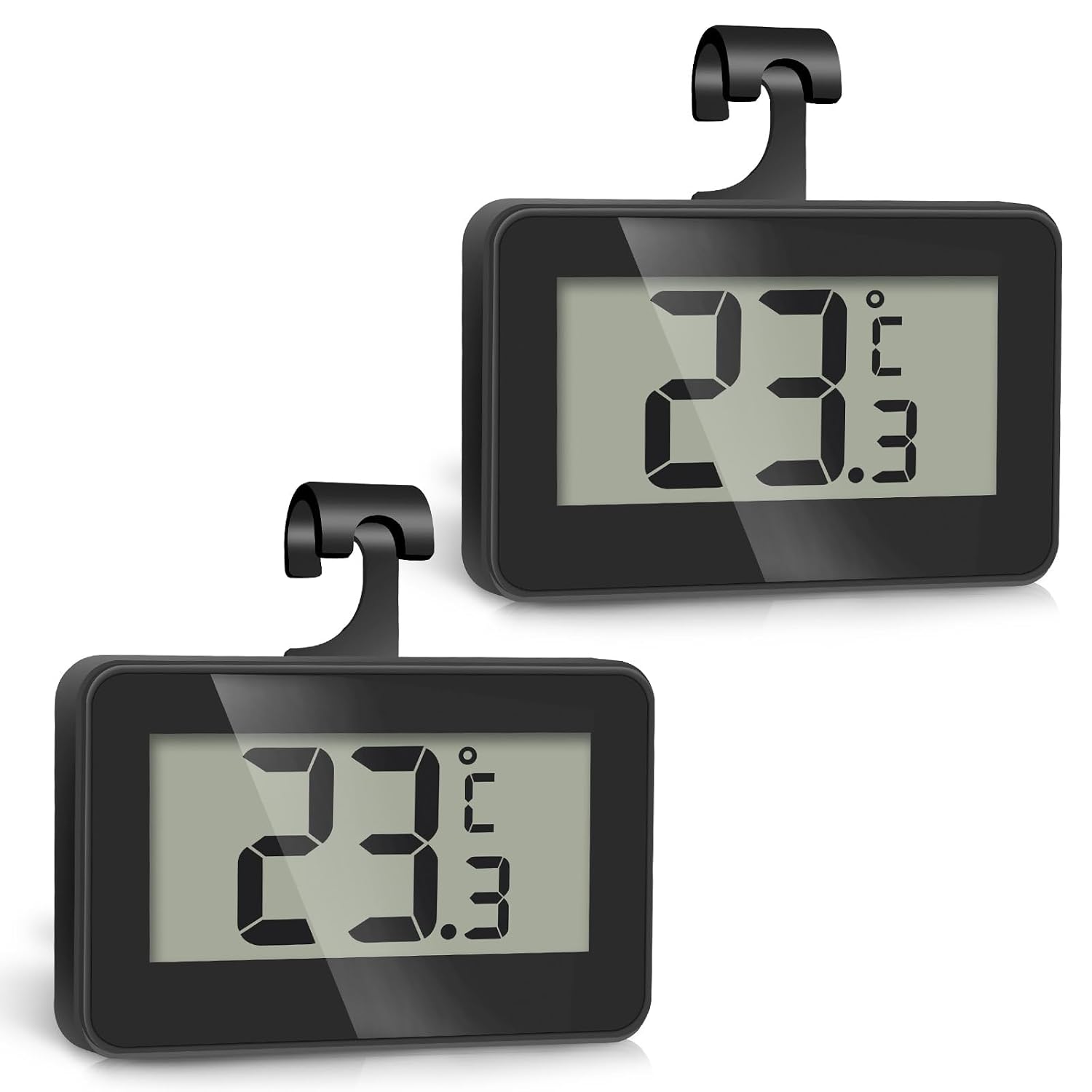 Romon Termómetro Frigorífico Termómetro Acuario Digitale, 2 Piezas Termometro Nevera, Mini Termómetro Digital Congelador Refrigerador Impermeable, Pantalla LCD, Función Registro Máximo/Mínimo, Blanco