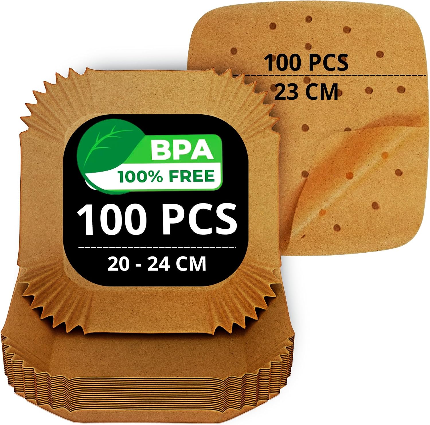 200/220 Piezas Papel Freidora Aire de 20-24cm BPA Free | Accesorios Air Fryer en Formato Cuadrado y Plano | Compatible para 5-7 Litros.
