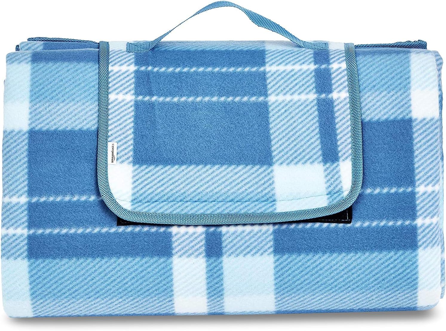 Amazon Basics Manta para pícnic Cocina con base impermeable, 200 x 200 cm, Cheque azul