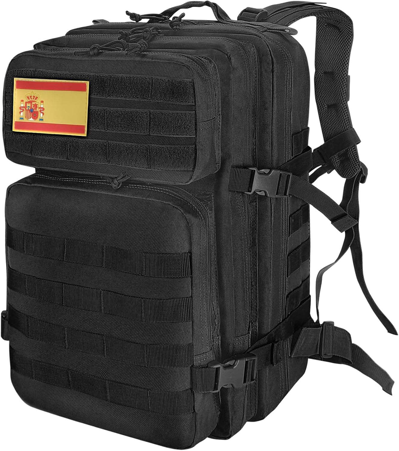 HEMSO Mochila Militar 45 Litros Impermeable Mochila Tactica Gran Capacidad Mochilas Hombre Mujer para Viaje Pesca Caza Camping Senderismo Deporte (Negro)