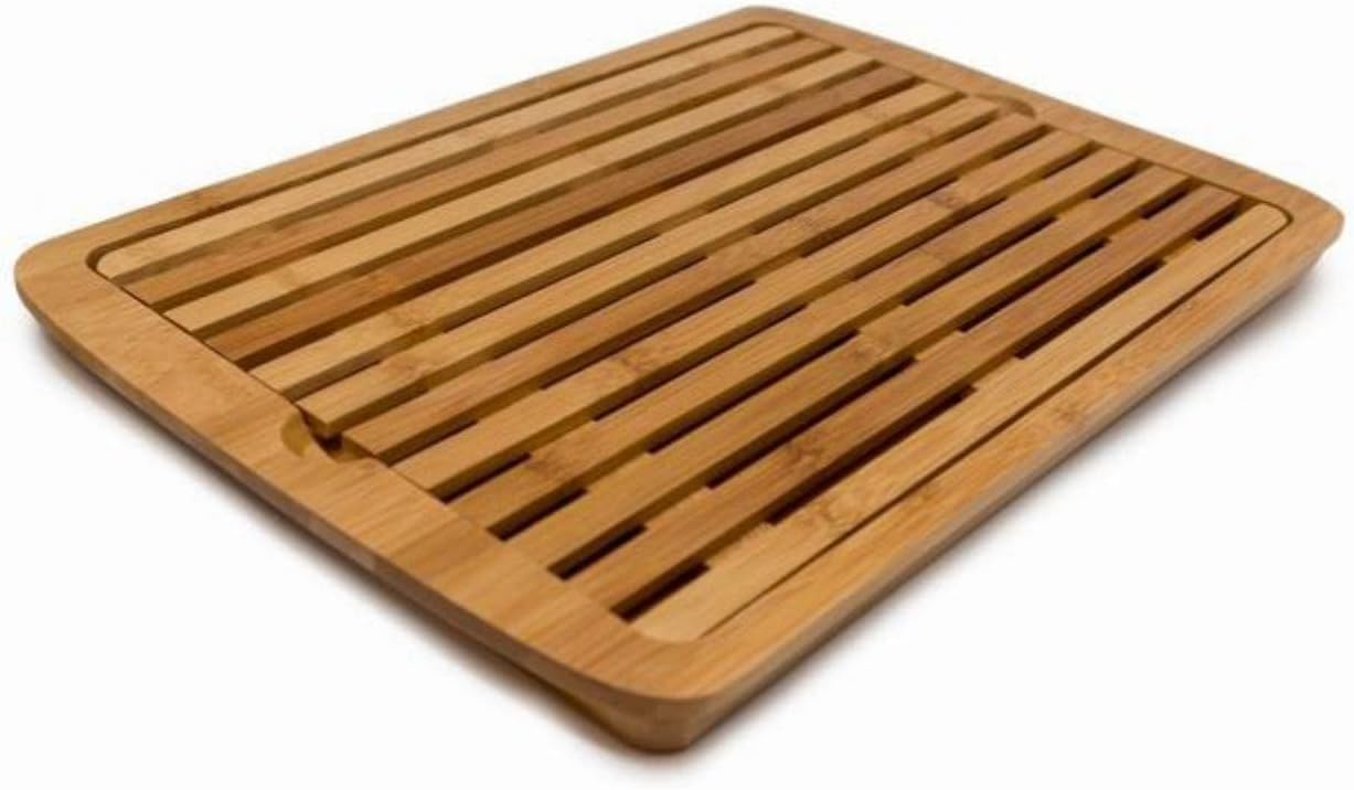 Nerthus Tabla de Corte para Pan de Bambú con Bandeja Recogemigas