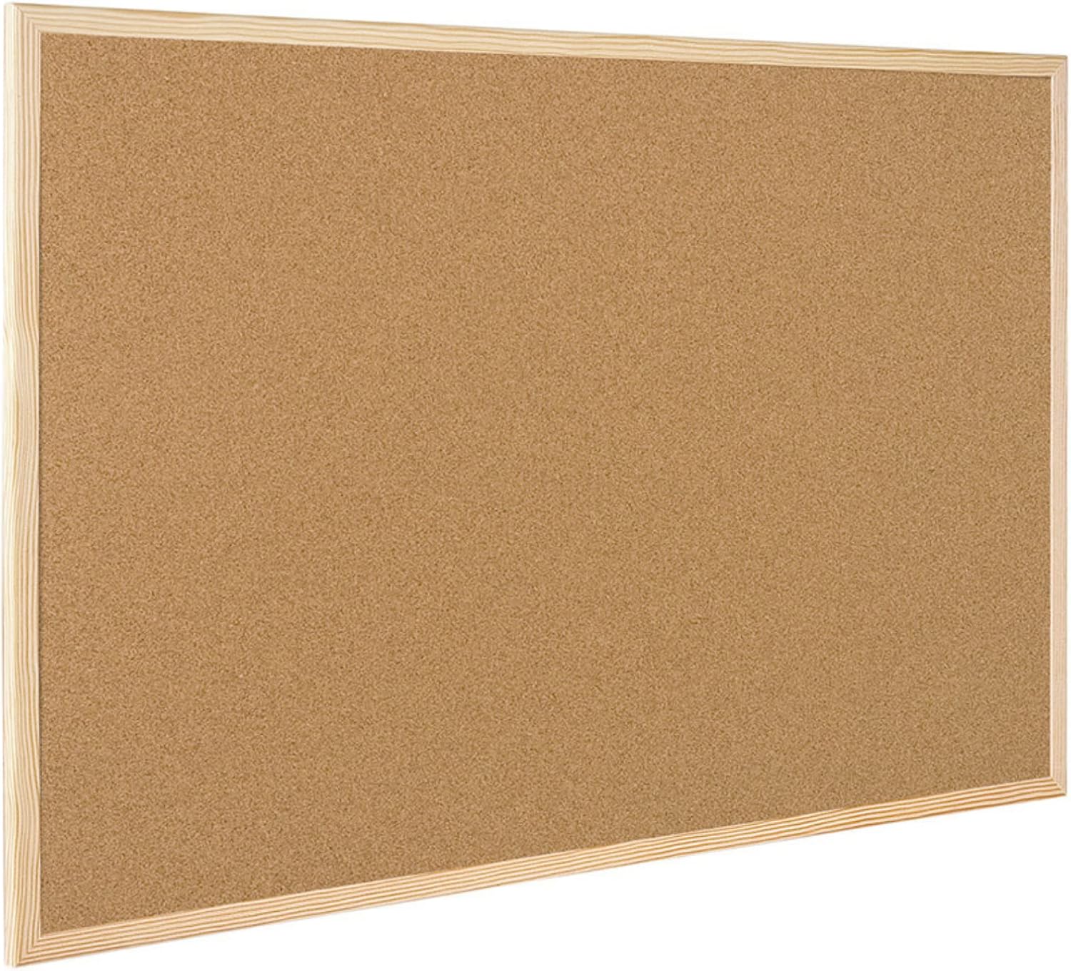 Raylu Paper® – Tablero de corcho natural con marco de madera de pino, tablón de anuncios con señalizadores y kit de montaje. (90 x 60 cm)