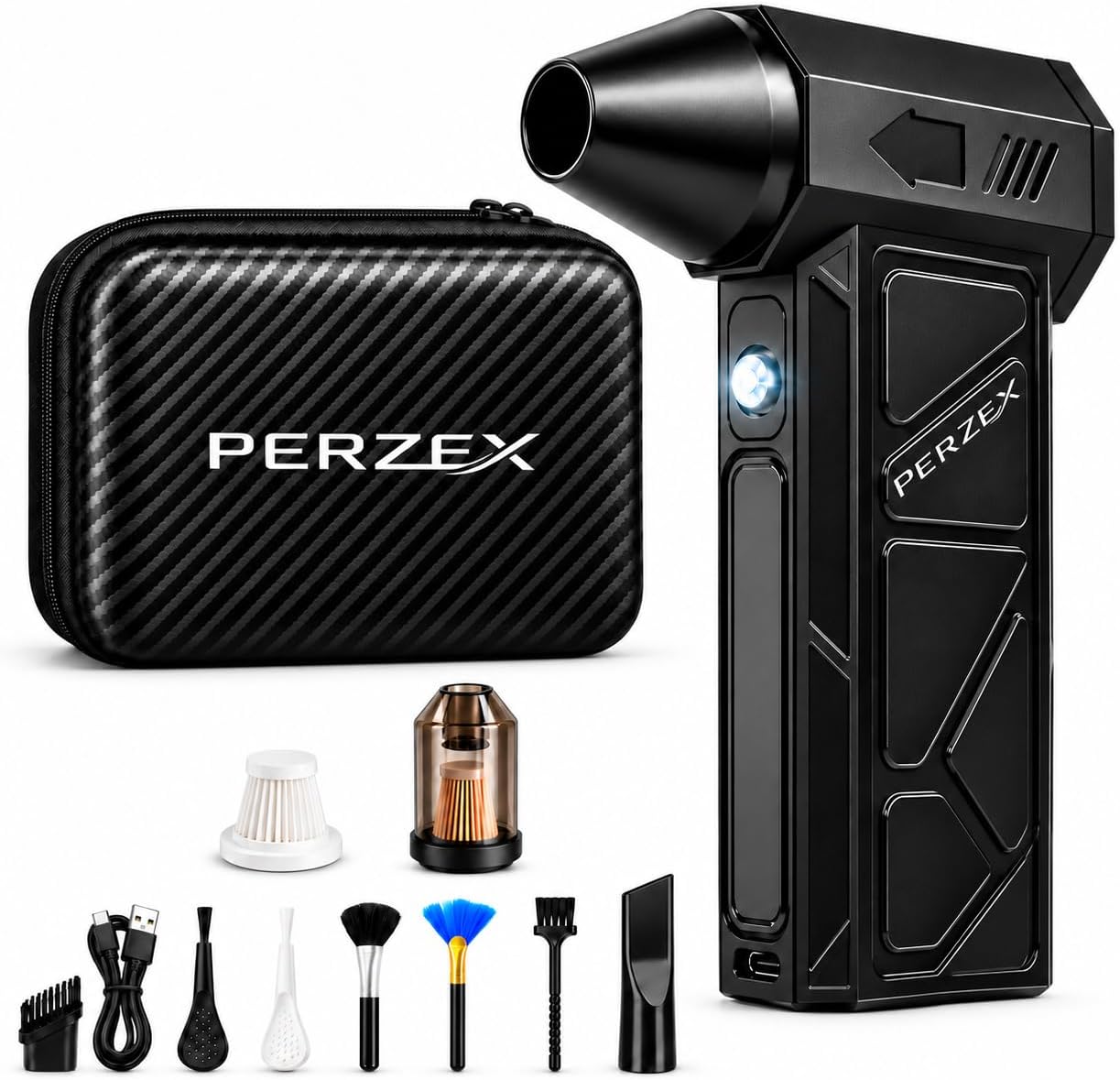 Soplador de Aire Potente con 130000 RPM y Kit de Limpieza para PC
