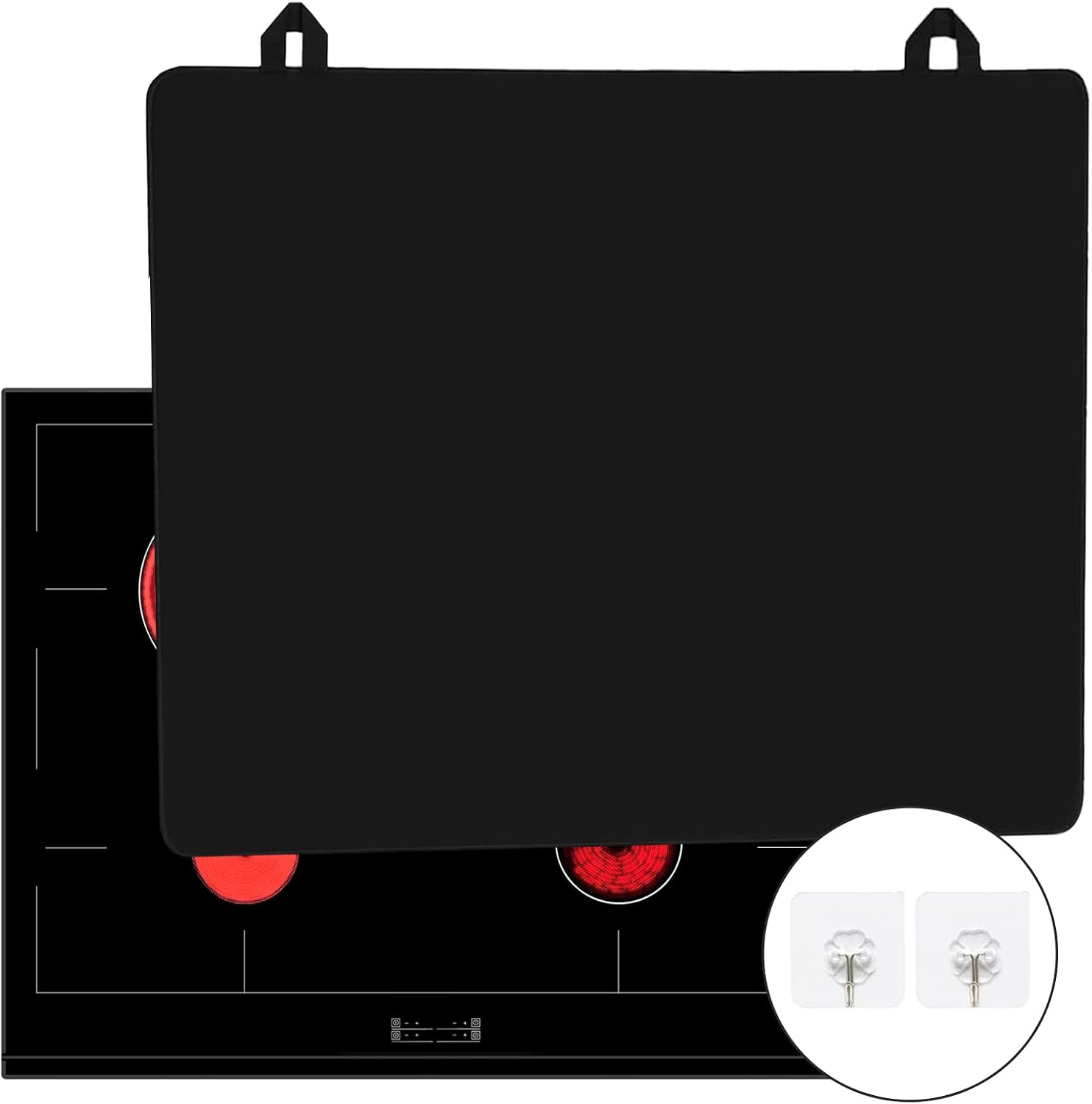 Cubre Vitrocerámica 61 x 53 cm Cubierta para cocina protección contra salpicaduras Cubierta para placa Induccion, Vitrocerámica, Negro
