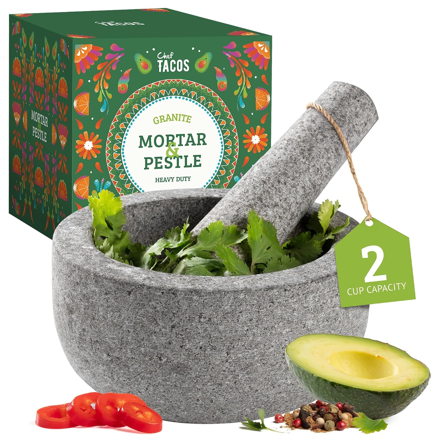 CT Mortero de Granito, 13 cm, 1,3 Tazas (Gris)