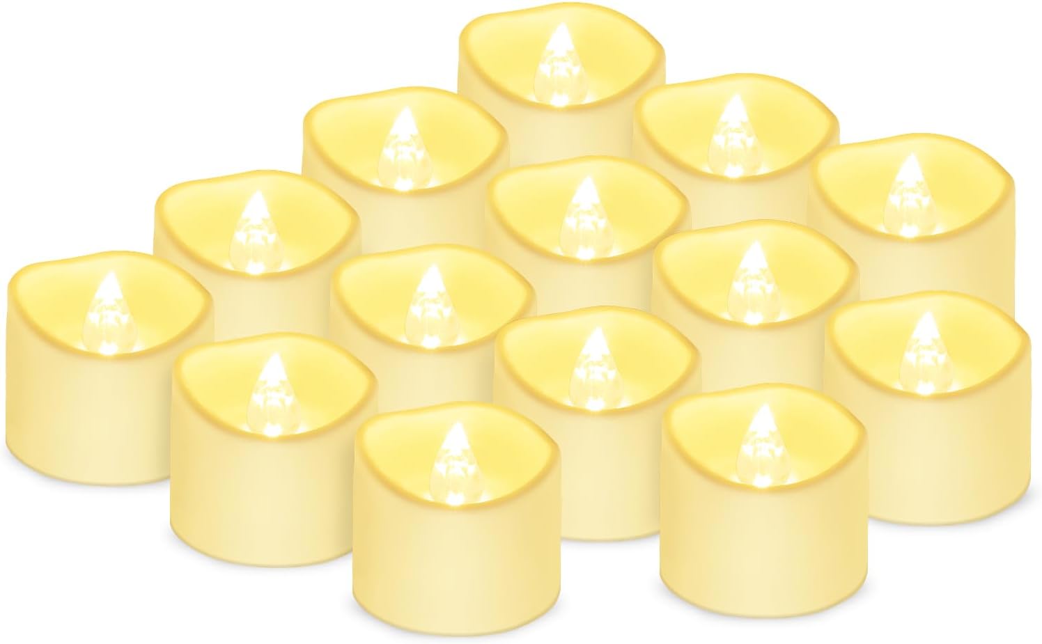 daphome Velas LED Sin Fuego velas de té, velas sin llama LED que parpadeantes luz amarillas cálida para hogar festivales decoración, bodas y fiestas (14 piezas con cera de goteo)