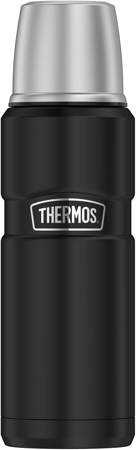 THERMOS Termo King de acero inoxidable, negro de 1,2 l, termo con vaso para beber 4003.232.120, apto para lavavajillas, se mantiene caliente 24 horas frío durante 24 horas, sin BPA
