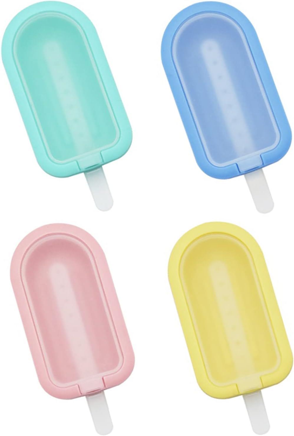 Juego de 4 Moldes de Silicona para Helados, Molde Helado Silicona con Asas, Moldes Paletas Chocolate, para Niños, Adultos, Postre, Chocolate, Bricolaje, Surtido Multicolor