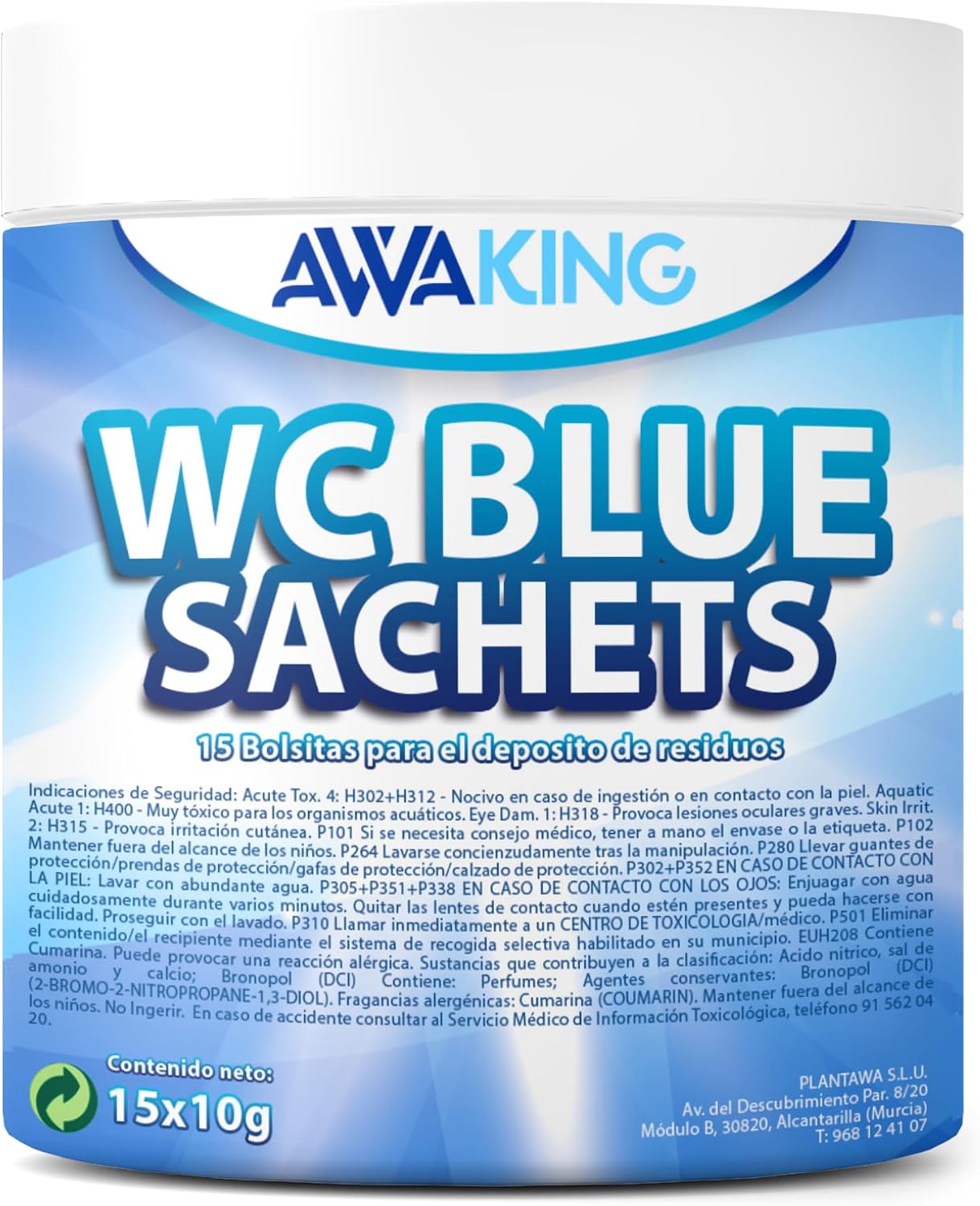 AWAKING Pastillas WC Quimico Autocaravana Blue Sachets 15ud | Higieniza y Desodoriza. Fórmula Concentrada y Aroma Fresco Depósito Aguas Negras de Caravana, Camper, Descompone Residuos.