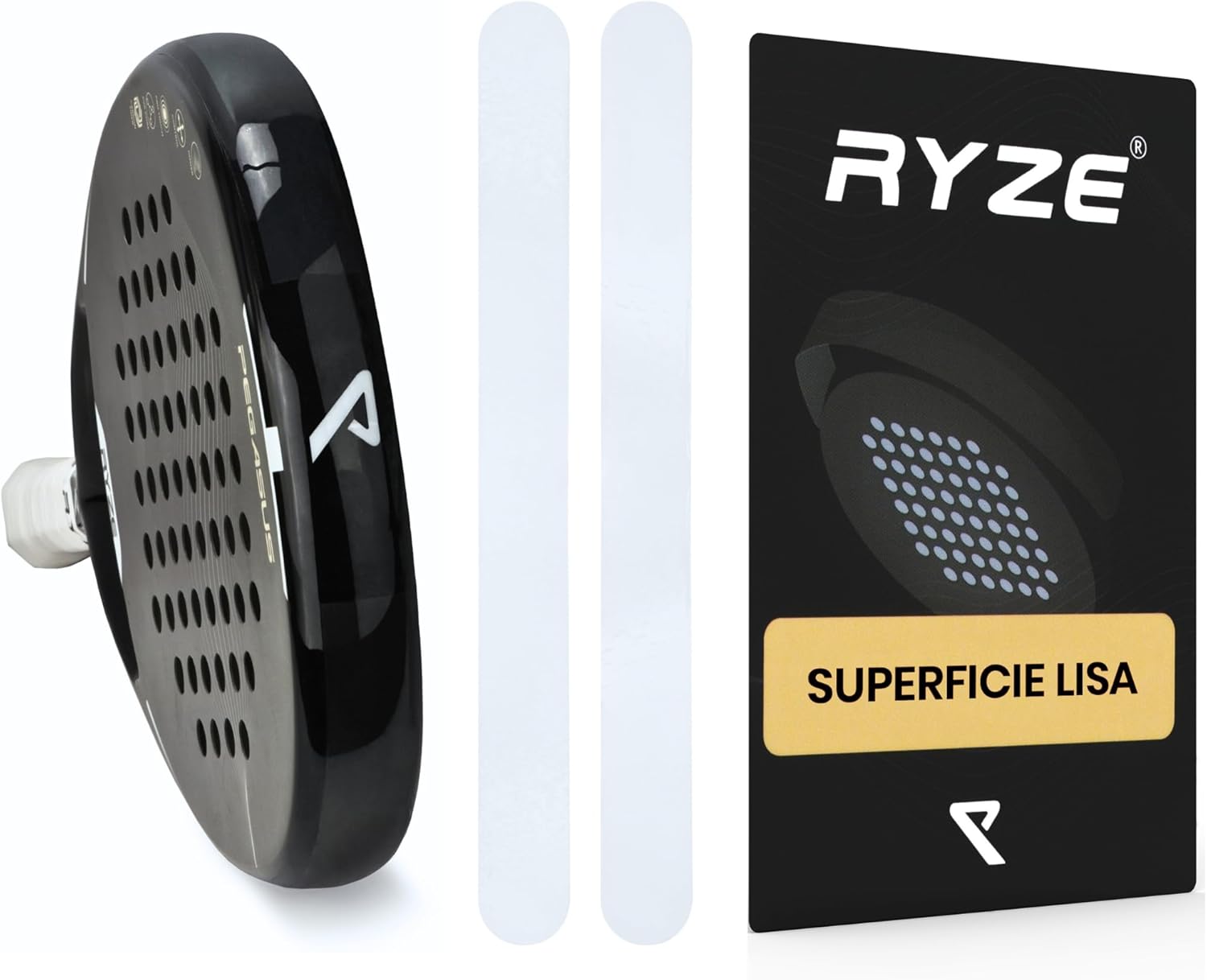 RYZE Protector Pala de Padel Transparente - Superficie Lisa - Protectores de Padel en Pack de 2 - Material Resistente y Elástico - Protector para Raqueta de Padel - Mínimas Burbujas de Aire