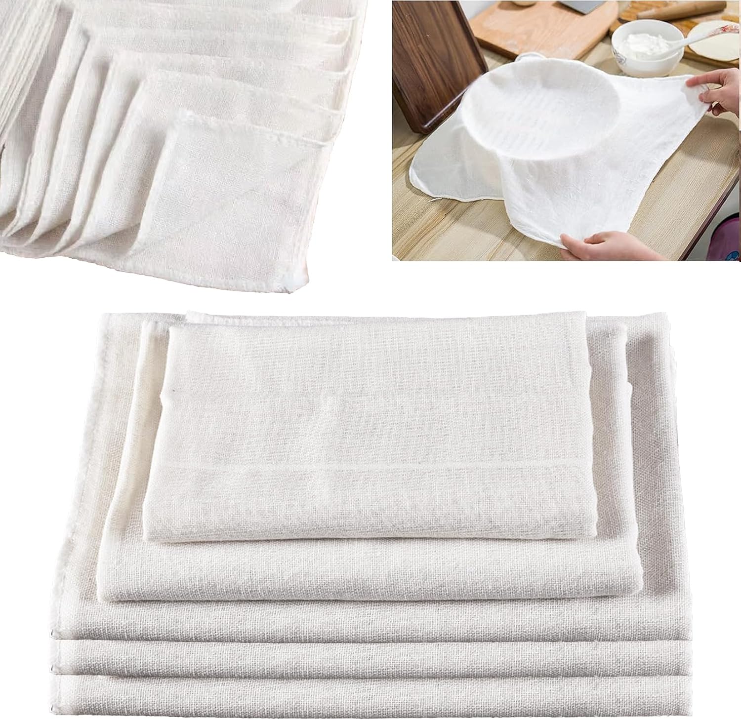 5 Piezas Colador de Telas Filtrantes, 50 x 50cm Colador Tela, Paños de Queso para Colar y Hornear, Paños de Muselina Reutilizables, Paño de Algodón para Filtrar Liquidos Hornear