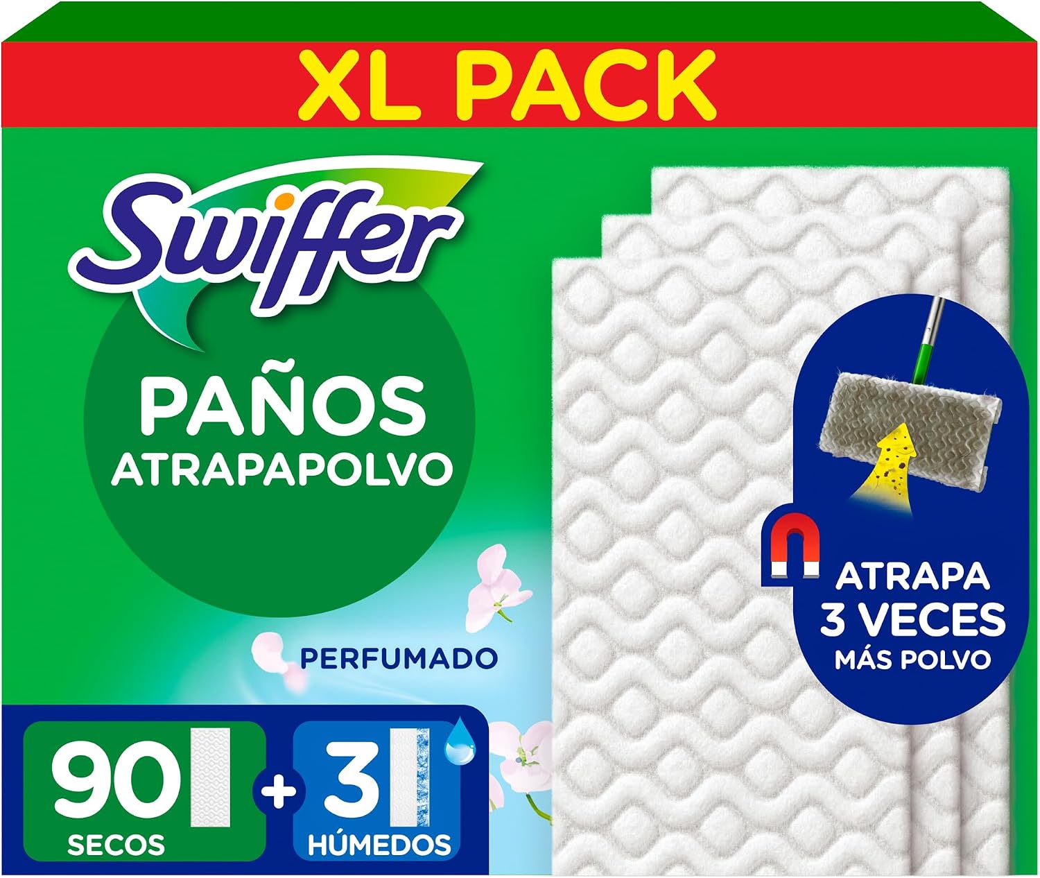 Swiffer Paños Secos Y Húmedos Para Mopa (90 Paños Secos, 3 Paños Húmedos)