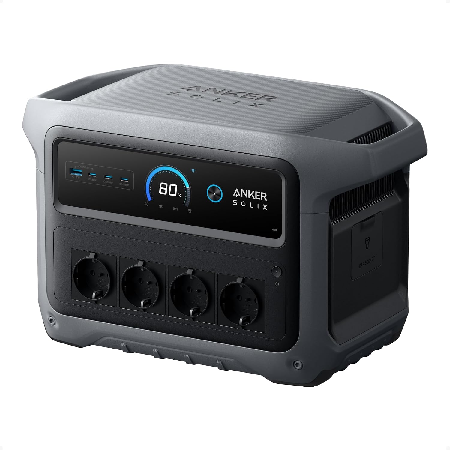 Estación de energía portátil Anker SOLIX C1000 Gen 2, generador solar de 2 000 W (pico 3 000 W), carga completa en 49 minutos, batería LiFePO4 de 1 024 Wh para respaldo doméstico, cortes de energía y
