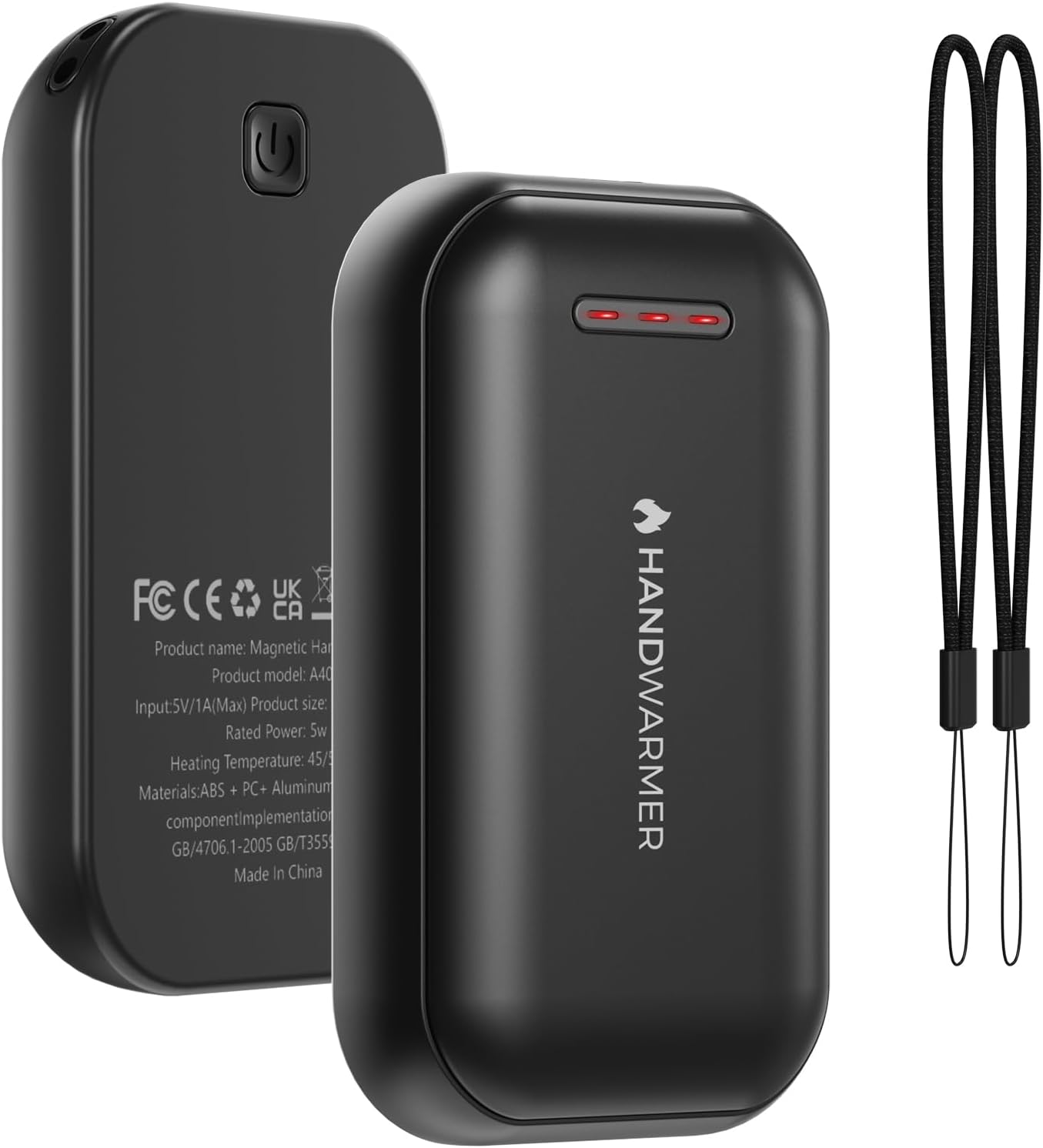 Calentadores de Manos Recargables 2 en 1 Magnéticos - 6000mAh, 3 Niveles de Calor 45/50/55°C, USB-C, Calentamiento 3s, para Exterior y Frío, Regalo para Mujeres, Negro
