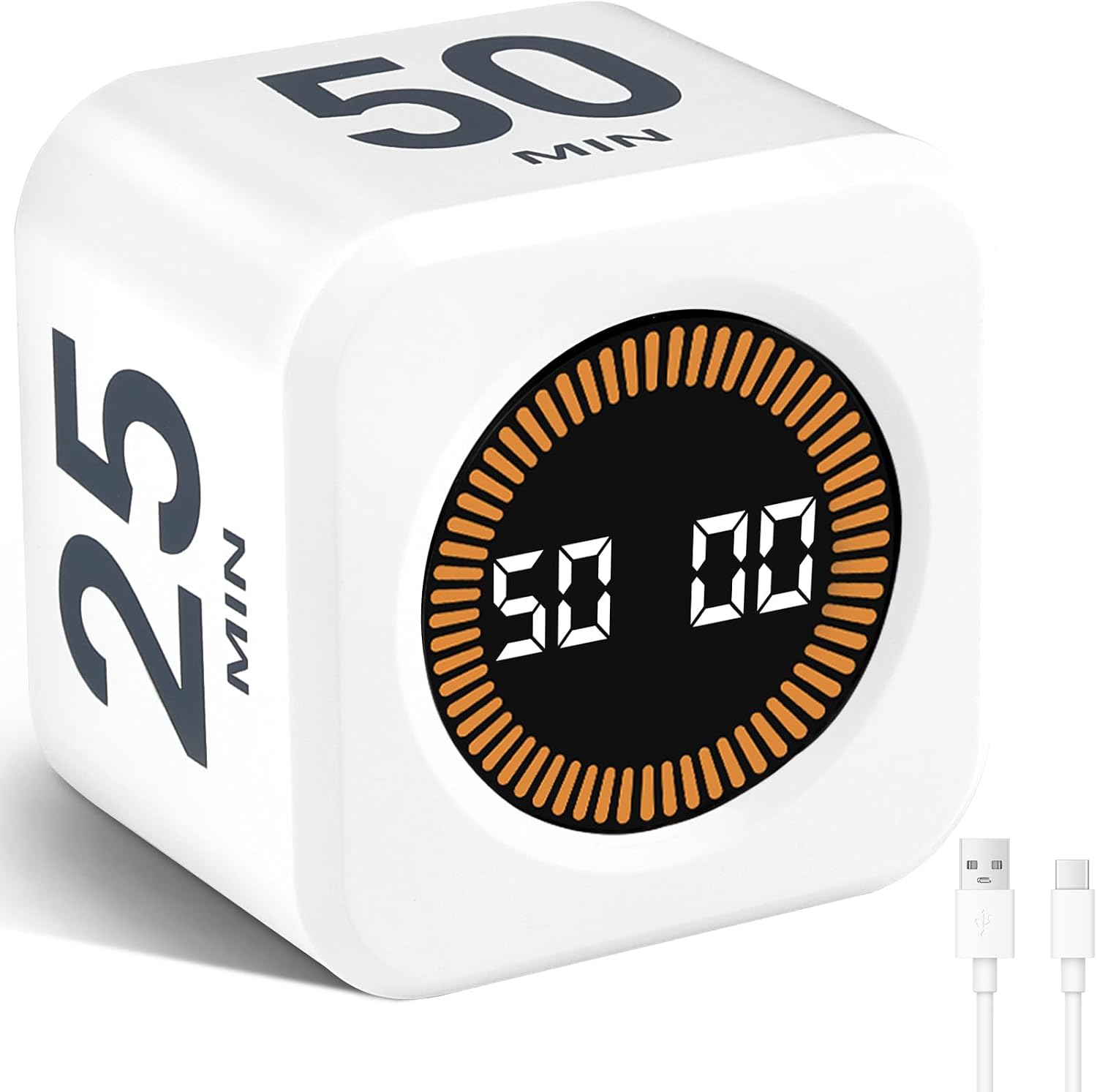 Cuteefun Temporizador Cubo, Pomodoro Timer Rotativo, Negro
