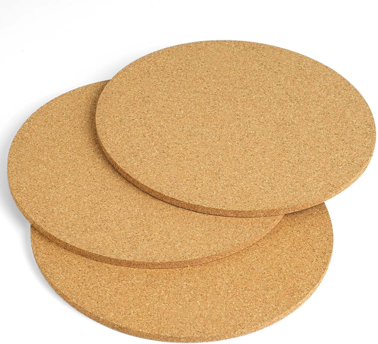 Flintronic Salvamanteles térmicos, 3 salvamanteles de corcho de 18 cm, posavasos redondos de corcho de 5 mm de grosor, multifuncional, resistente al calor, almohadillas calientes reutilizables para