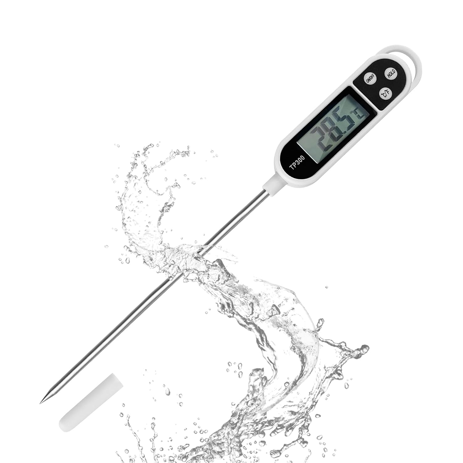 Nutabevr Termómetro Digital de Cocina,Termómetro de Cocina con sonda Larga,3S Lectura Instantánea Termómetro Doméstico Con LCD para alimentos y bebidas, asado, parrilla, Leche, Agua, Aceite,Sopa
