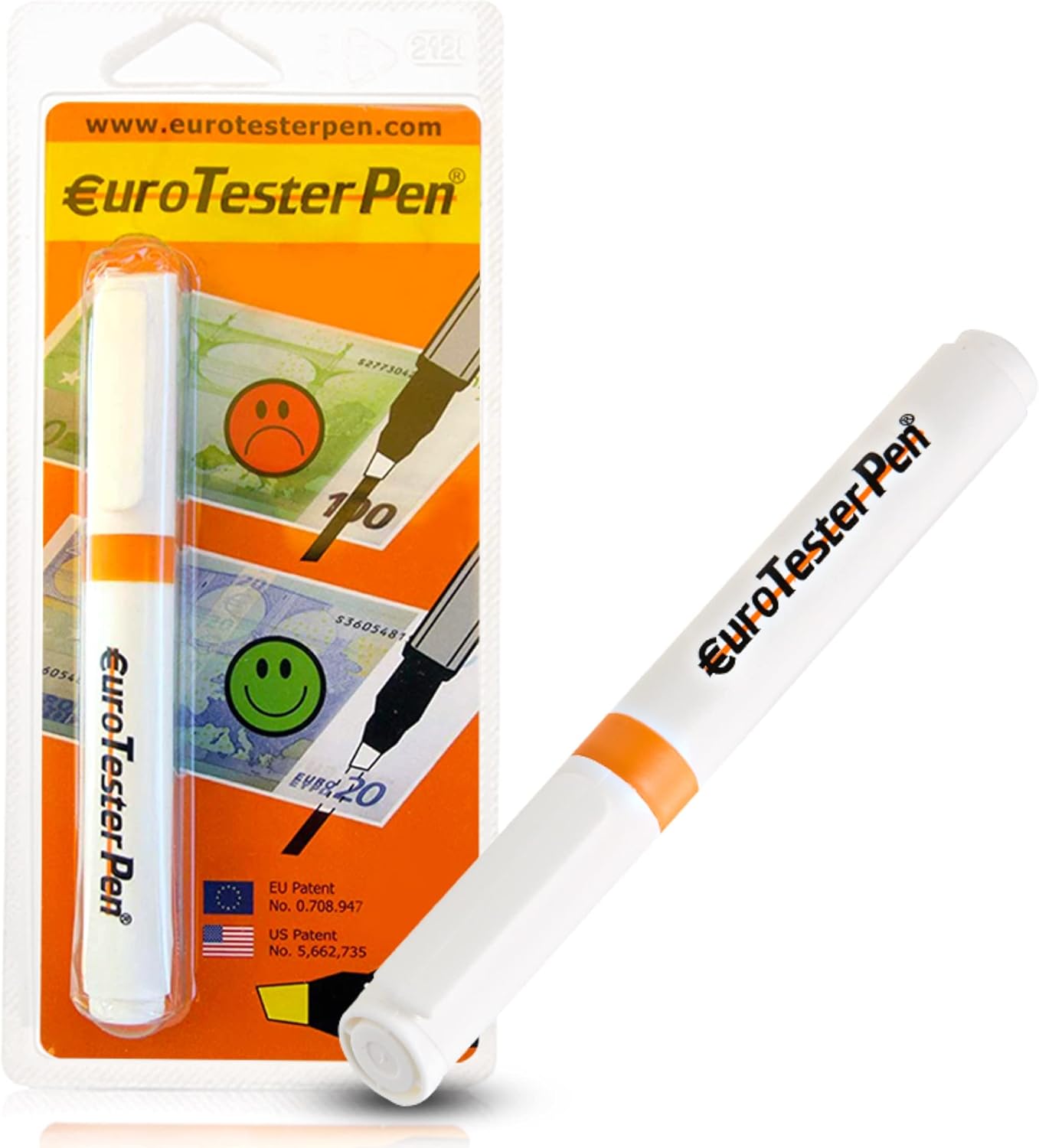 EURO TESTER PEN XL - Detector Billetes Falsos Profesional, Rotulador Billetes Falsos para Euro Dolar Libras y principales monedas internacionales, Original Made in Italy