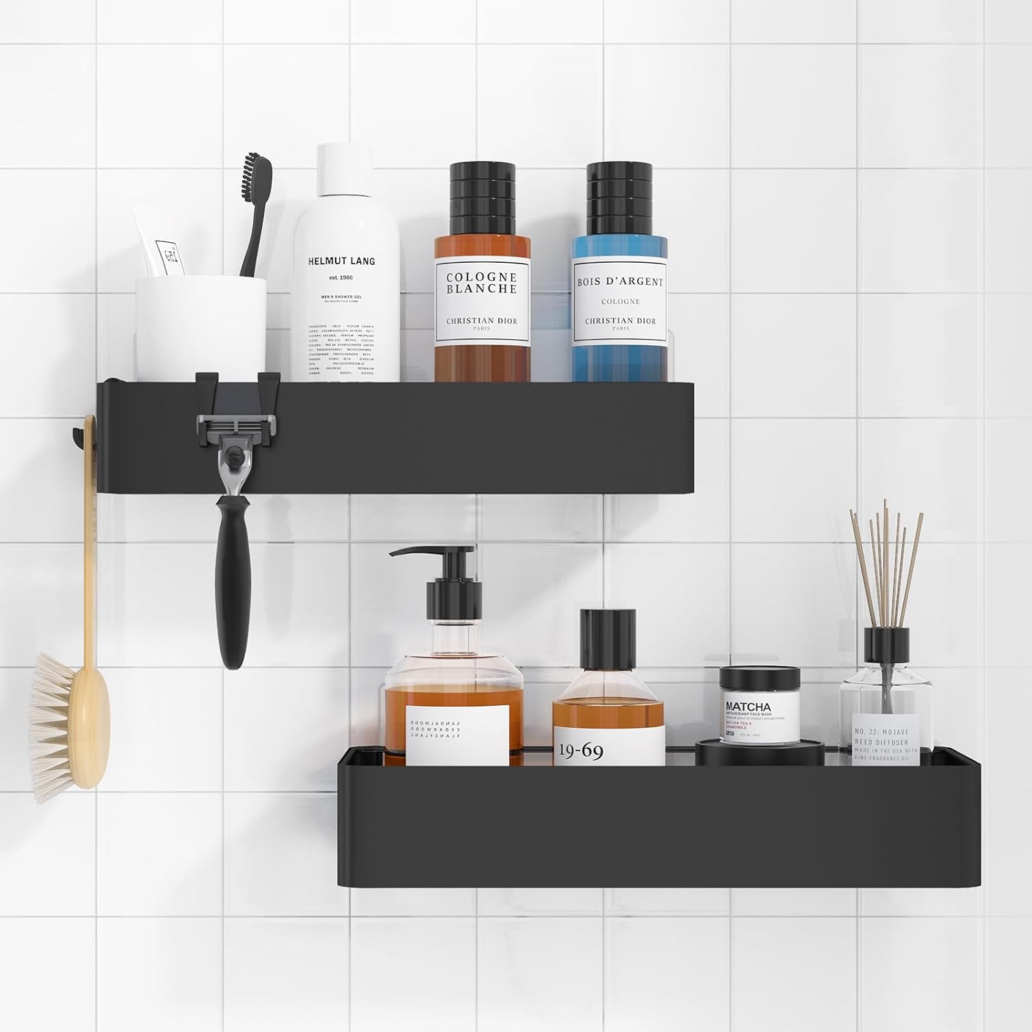 Kitsure Estantería Baño Acero Inoxidable Antióxido Juego 2 Grande Negro
