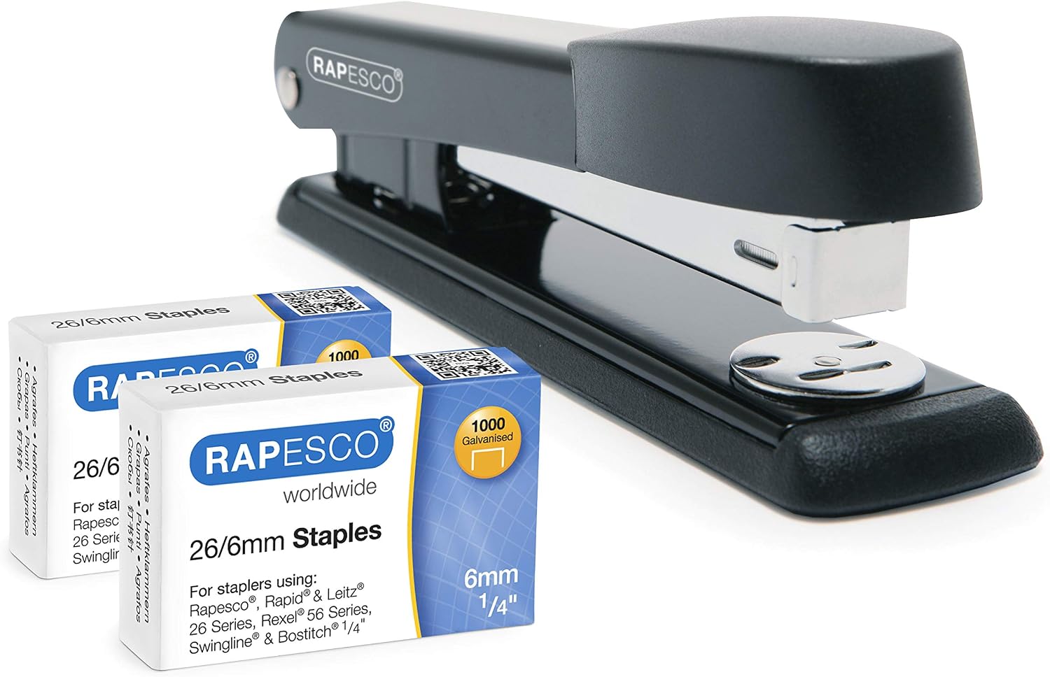 Rapesco 1602 Marlin Grapadora y 2000 Grapas 26/6 mm, Negro