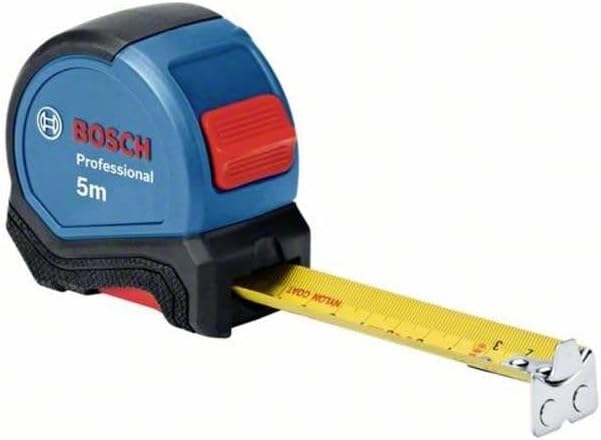 Bosch Professional cinta métrica 5 m (manejo c. 1 mano, pinza para cinturón, gancho magnético, 2 botones de parada, cinta de acero de 27 mm con rec. de nailon, incl. blíster) - Set exclusivo de Amazon