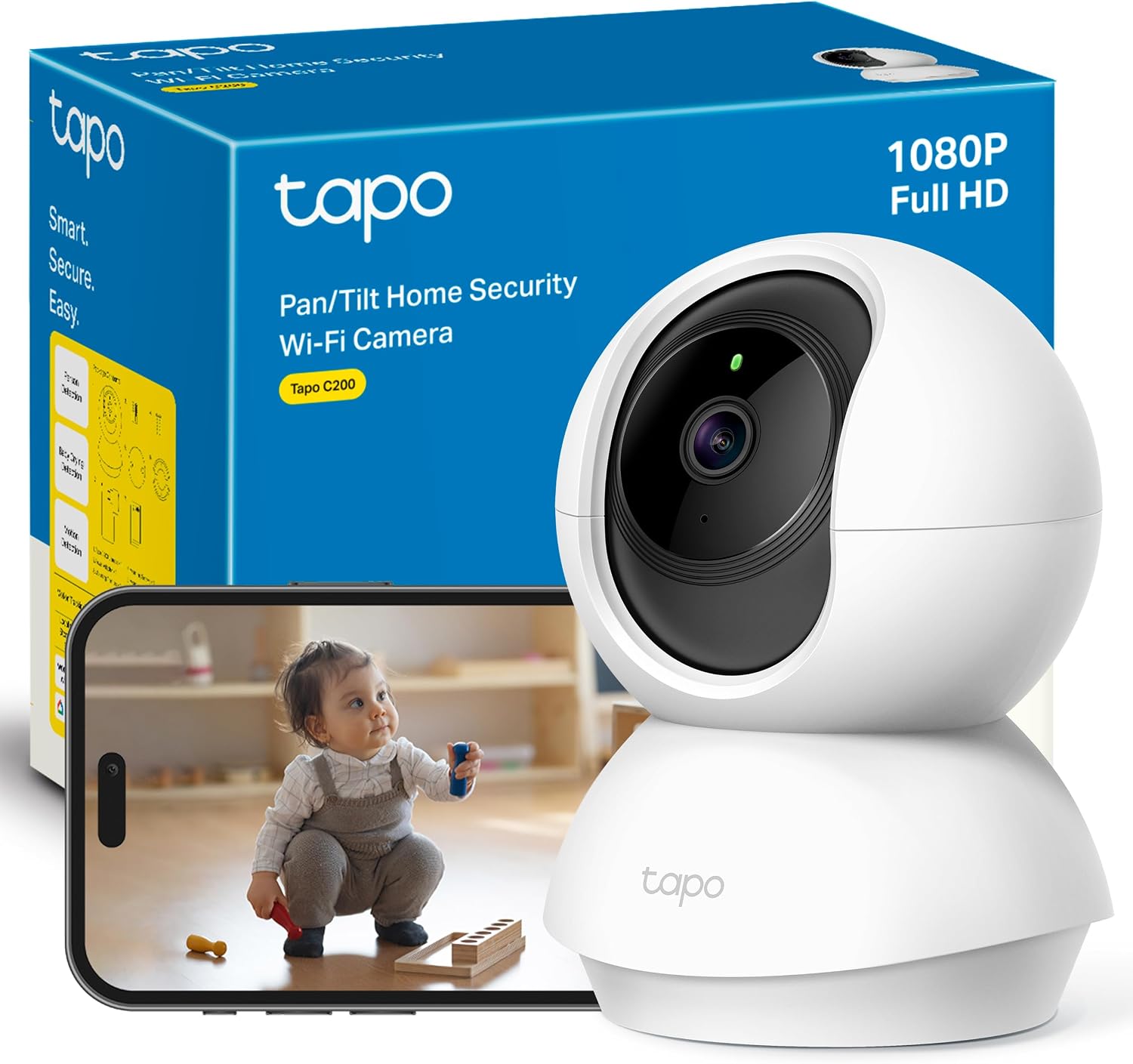 Tapo C200P2 - Cámara de Vigilancia WiFi Interior 360º, 1080p, Detección IA