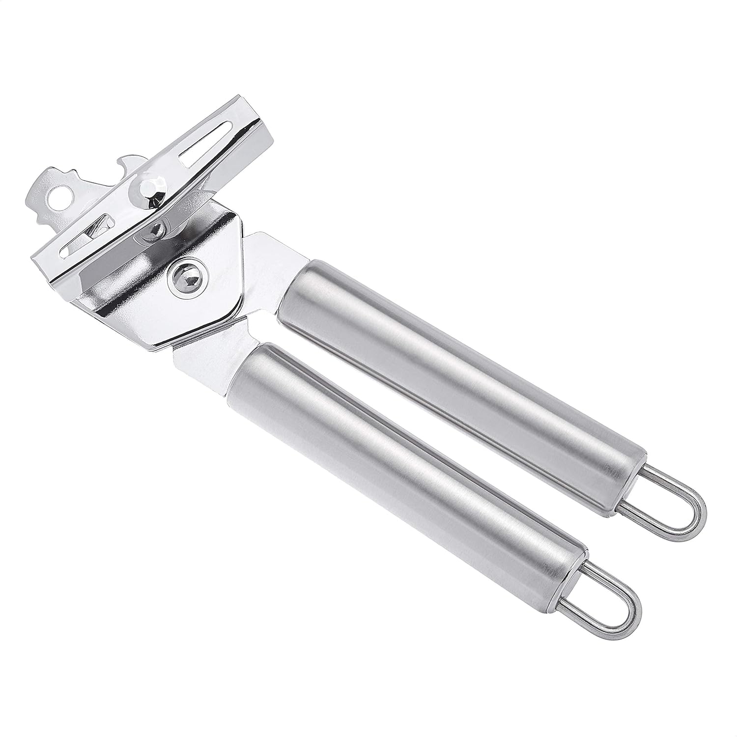 Amazon Basics Abrelatas manual de acero inoxidable 3 en 1, con gancho para colgarlo fácilmente, 21,59 x 5,08 x 4,45 cm