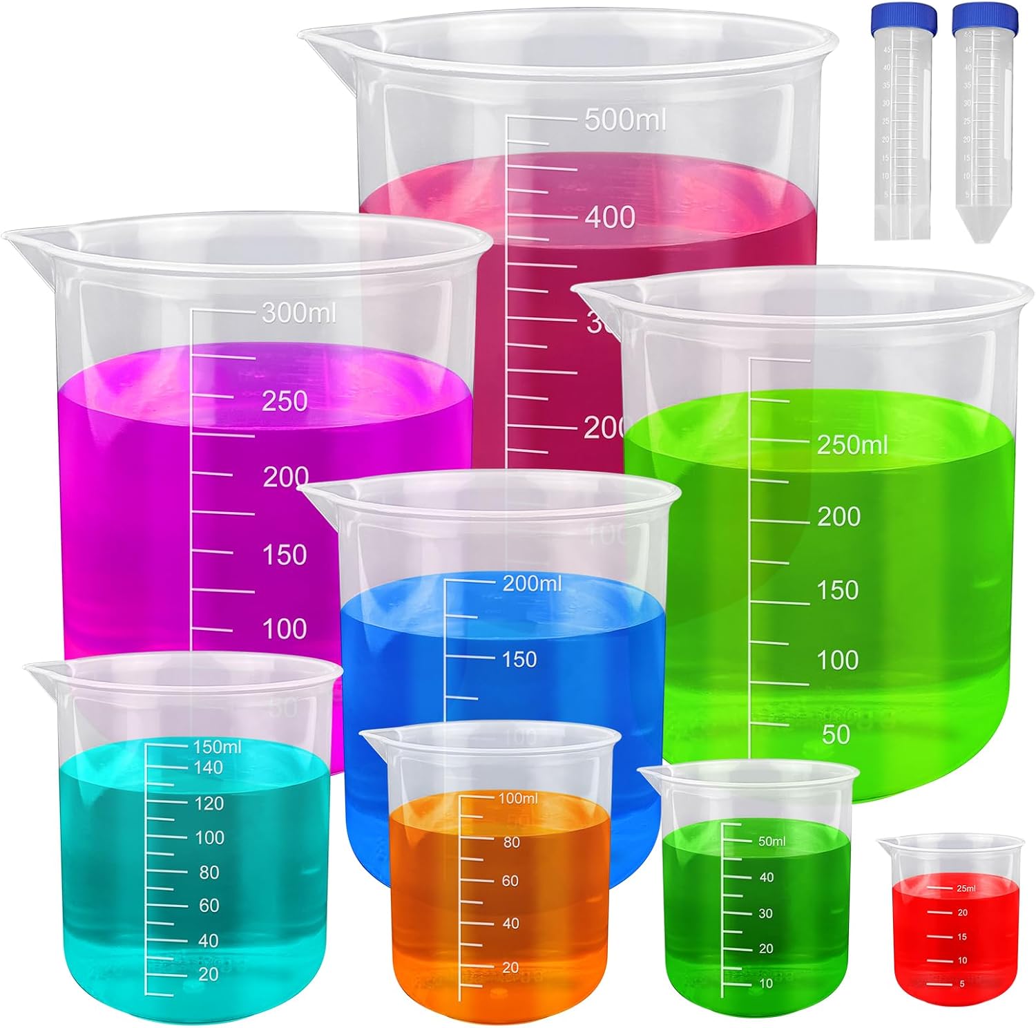 Vasos Medidores de Laboratorio, Jarra Medidora Plastico 10 Pz