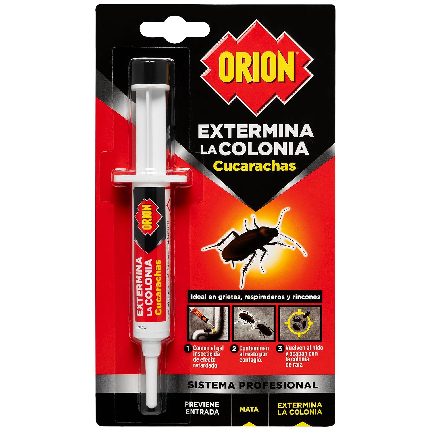 Orion - Jeringa Mata Cucarachas Gel - Eficacia profesional - 10 g