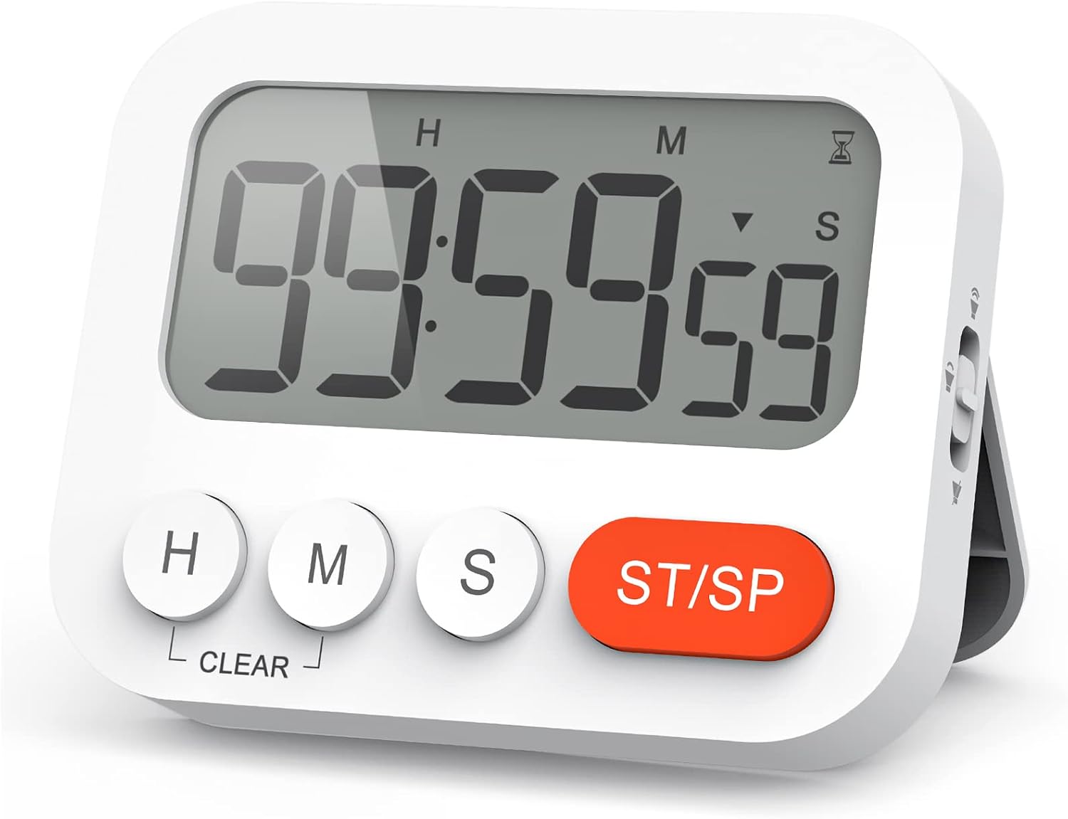 LIORQUE Temporizador de Cocina Digital Temporizador Multifunción con Función de Reloj, Ajuste Rapido, 3 Niveles de Volumen, Respaldo Magnético, Soporte Plegable (2 Pilas AAA Incluidas)