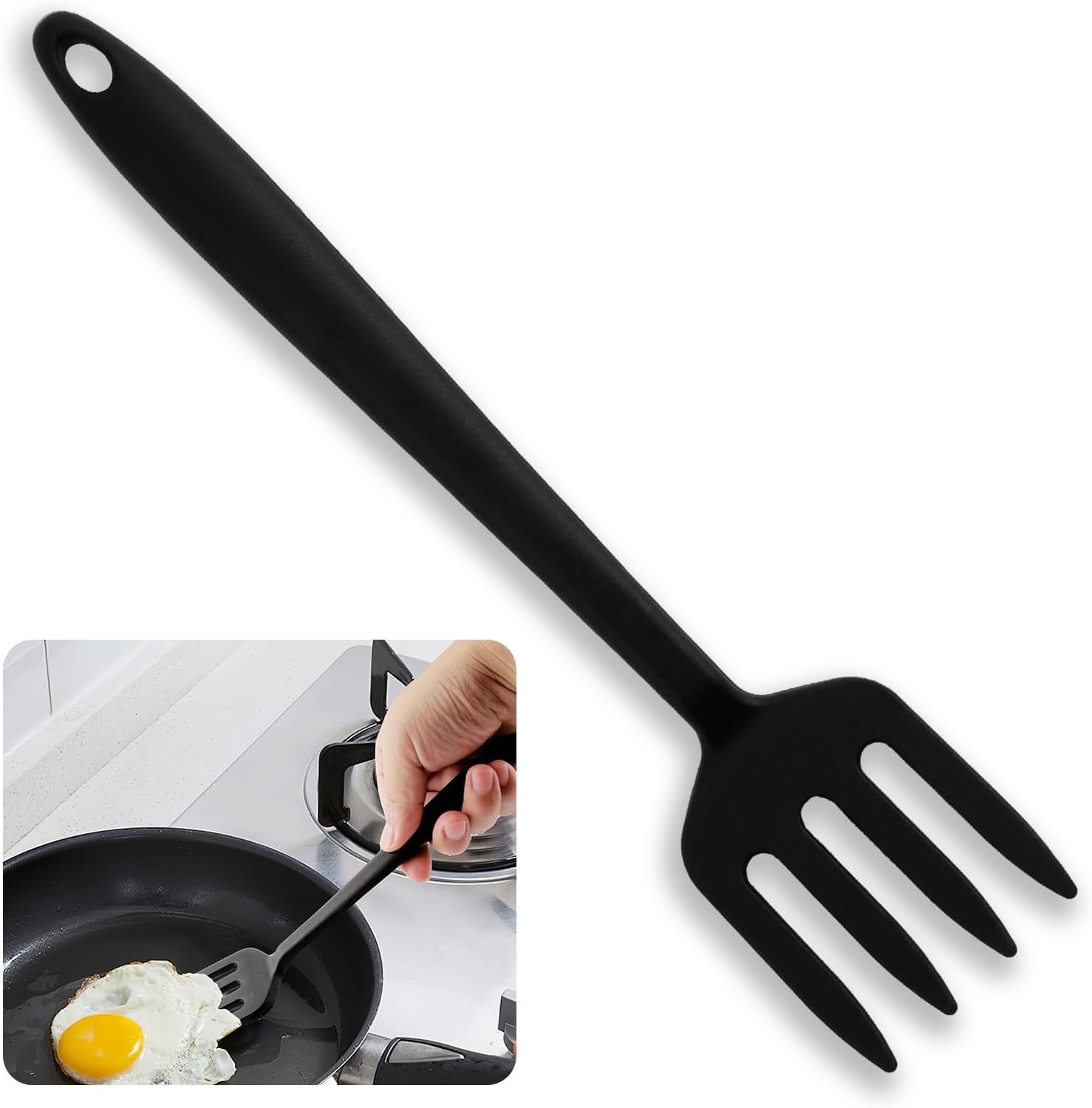 Tenedor de cocina de gel de sílice de, Buenas opciones para Ensaladas, Espaguetis y Carnes, Ergonómico y Duradero, Fácil de Limpiar, Multifuncional y Práctico