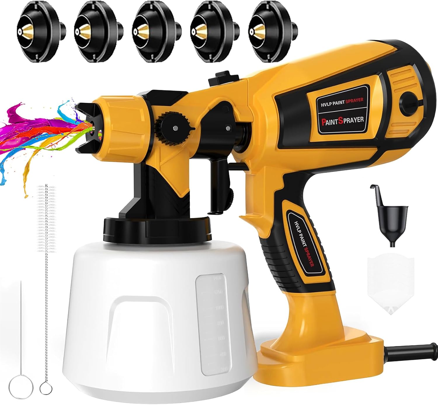 TOPALL Pistola Pintura Electrica,Pistola para Pintar Paredes y Techos,850W 32000PRM 1400ML HVLP Pistola Pintar Electrica Pulverizador de Pintura,con 5 Boquillas y 3 Patrones