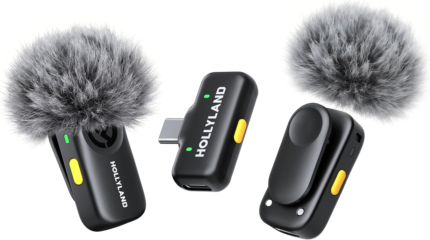 Hollyland Lark A2 Duo (2TX+1RX+Case) Micrófono Inalámbrico, AI Auto-Limit, Plug & Play, 42H de Uso, Audio Rico en Detalles, Cancelación de Ruido con AI, Mini Micrófono para iPhone/Android, Vlog