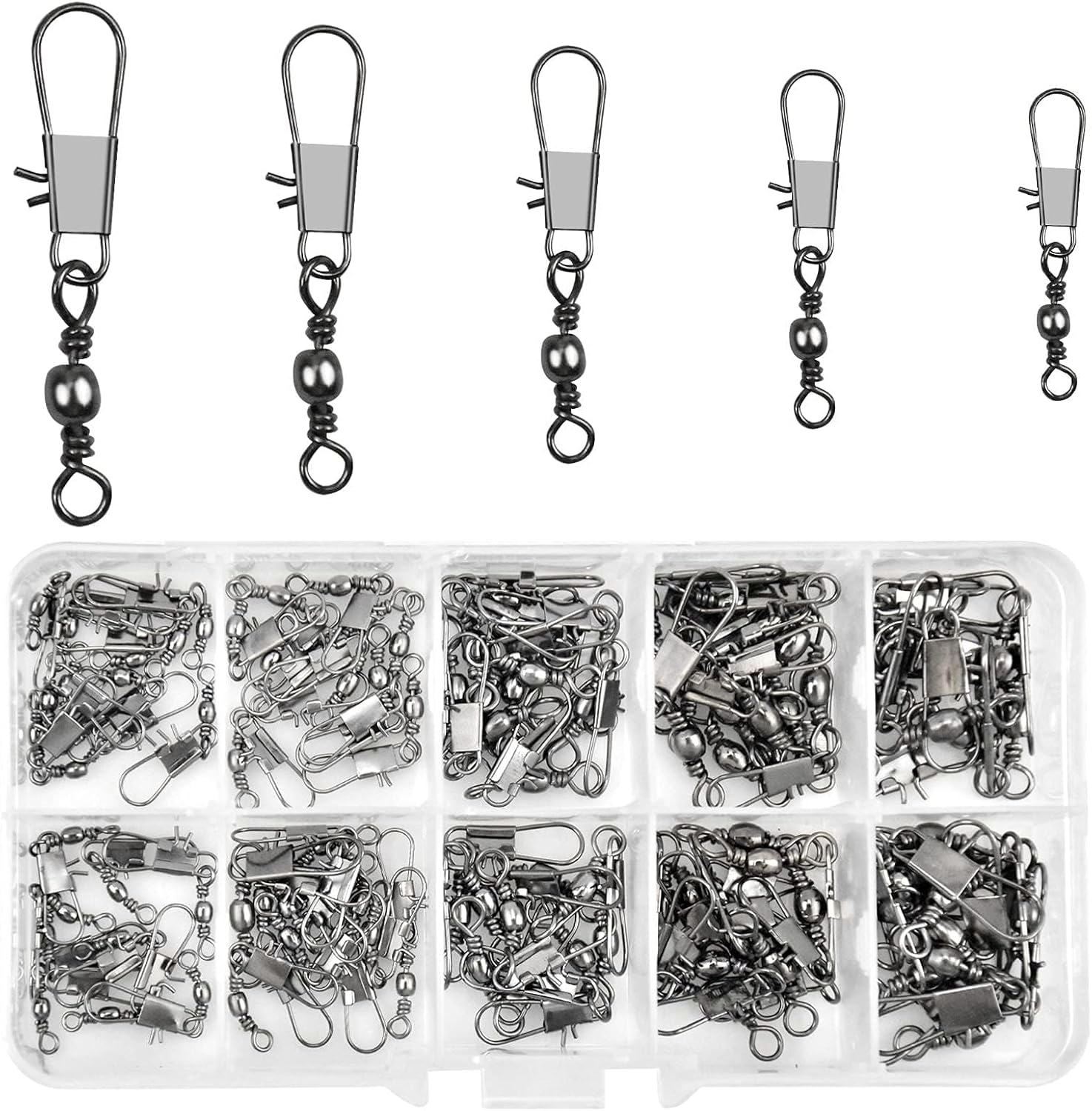 Realure 125PCS Conectadores Emerillones De Pesca, Barril de Pesca Giratorio