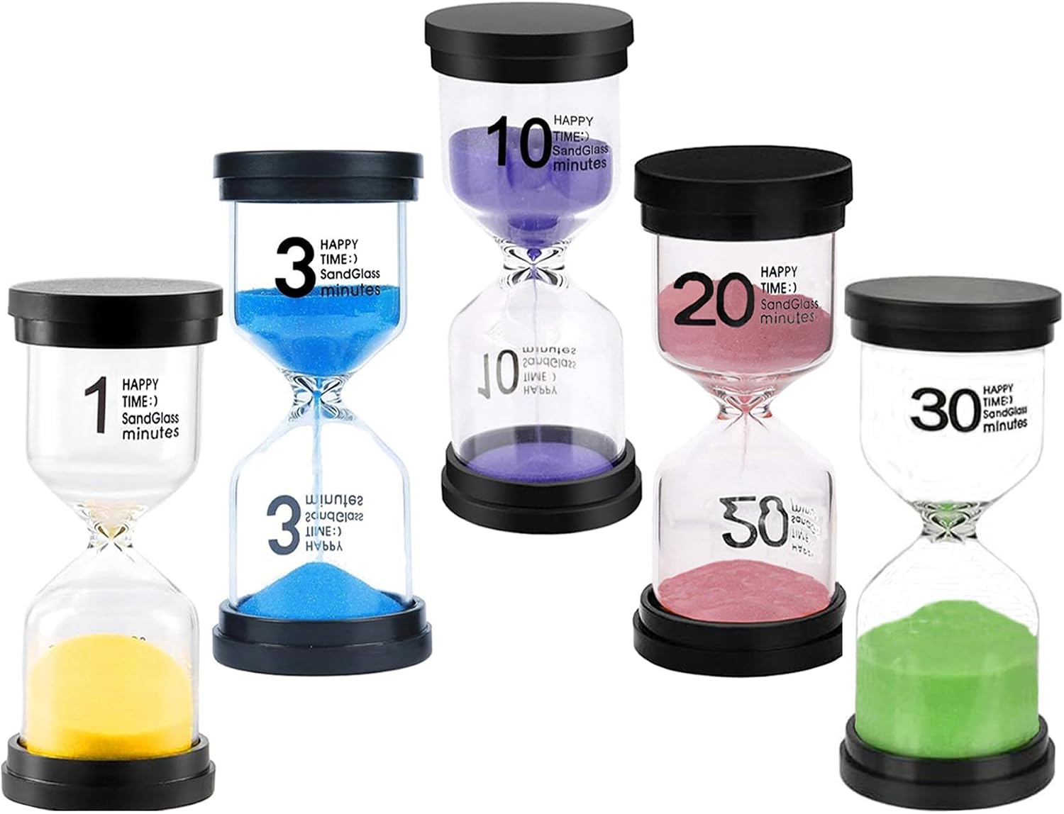 5Reloj de Arena,Time Timer niños,Reloj Temporizador 3/5/10/15/30Min-Macaron
