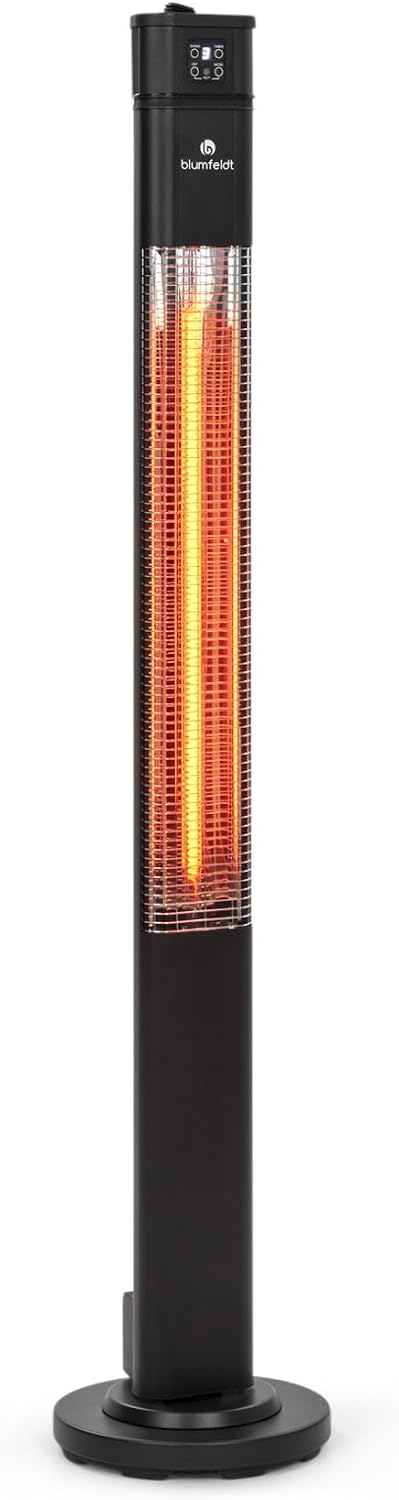 Klarstein Radiador Electrico Bajo Consumo, Calefactor para Patio o Terraza de 2000W, con Oscilación, Eficiencia IP44, Calefactores Jardín, para Exterior