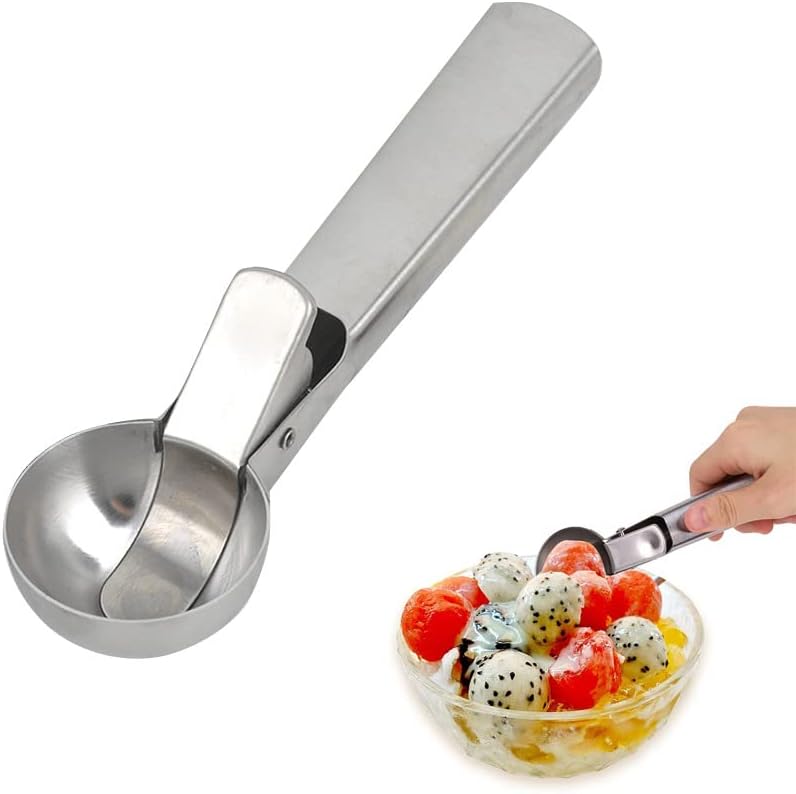 Piqiuqi - Cuchara de helado, 18 x 4 x 3,5 cm, para uso profesional, ideal para helados, melones, albóndigas, pasta, puré de patatas o bolas de melón