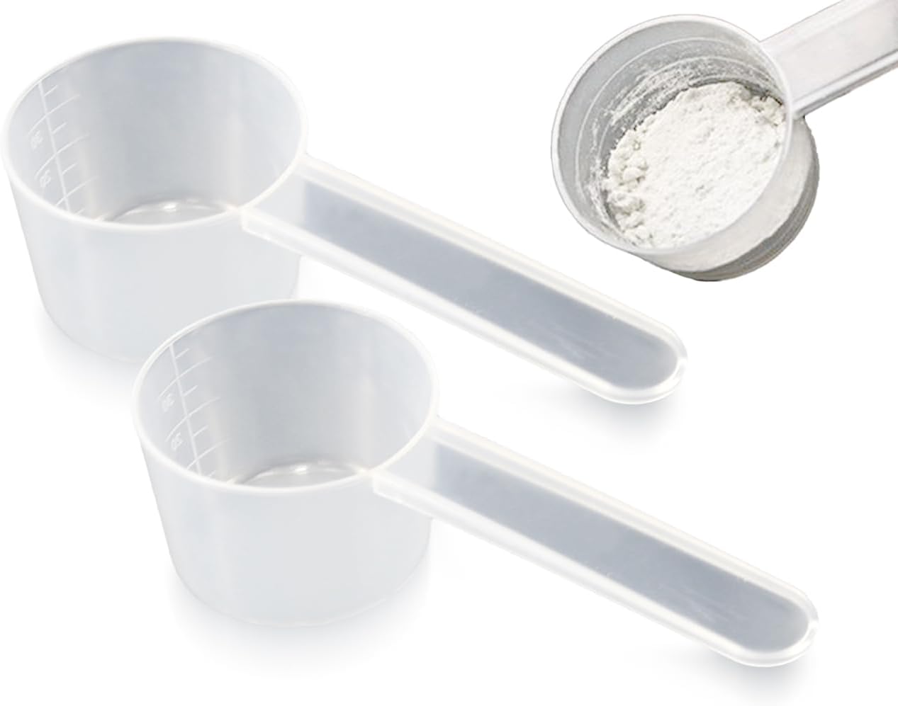 Juego de 2 cucharas medidoras,cucharas dosificadoras transparentes con escala,con capacidad para 20 g de polvo sólido o 40 ml de líquido,cuchara para proteína en polvo,café,detergente en polvo