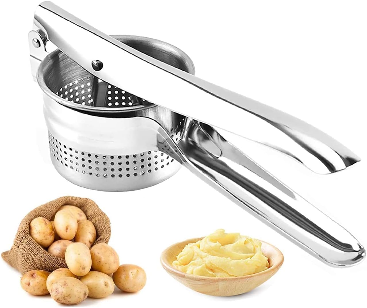 Prensador de patatas de acero inoxidable, herramienta de grado comercial para prensar frutas o alimentos
