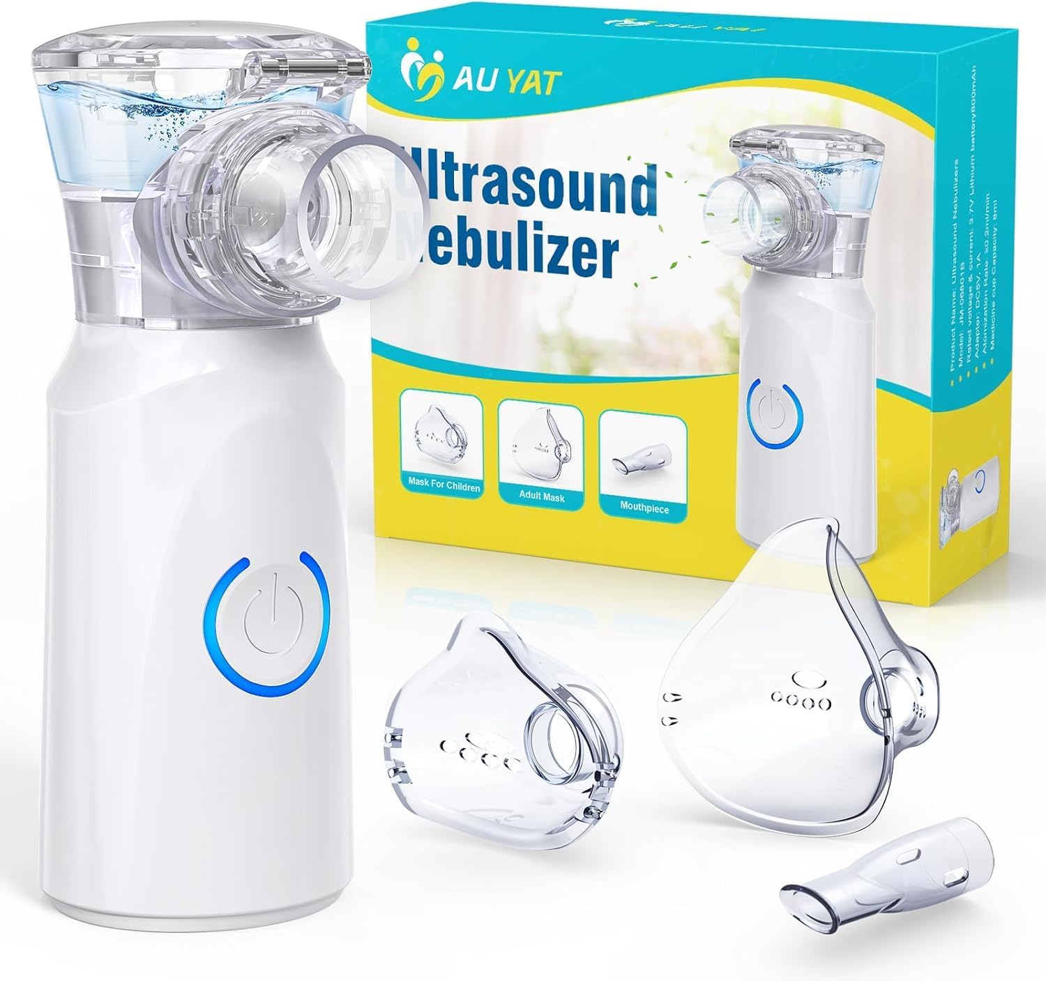 Nebulizador para Adultos, Nebulizador Portátil Recargable para Adultos y Niños, Silencioso para Niños con 2 Máscaras y Boquilla, inhalador Con Mango para uso Doméstico y de Viaje