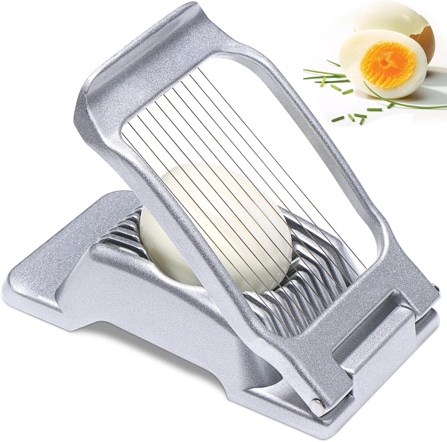 Sinnsally Cortador de huevos de acero inoxidable,cortador de huevos cocidos para cortar huevos duros de metal,Divisores Abridor de Huevo,Cortador de Ccáscara Egg Slicer Cutter para Huevos Duros,Fresas