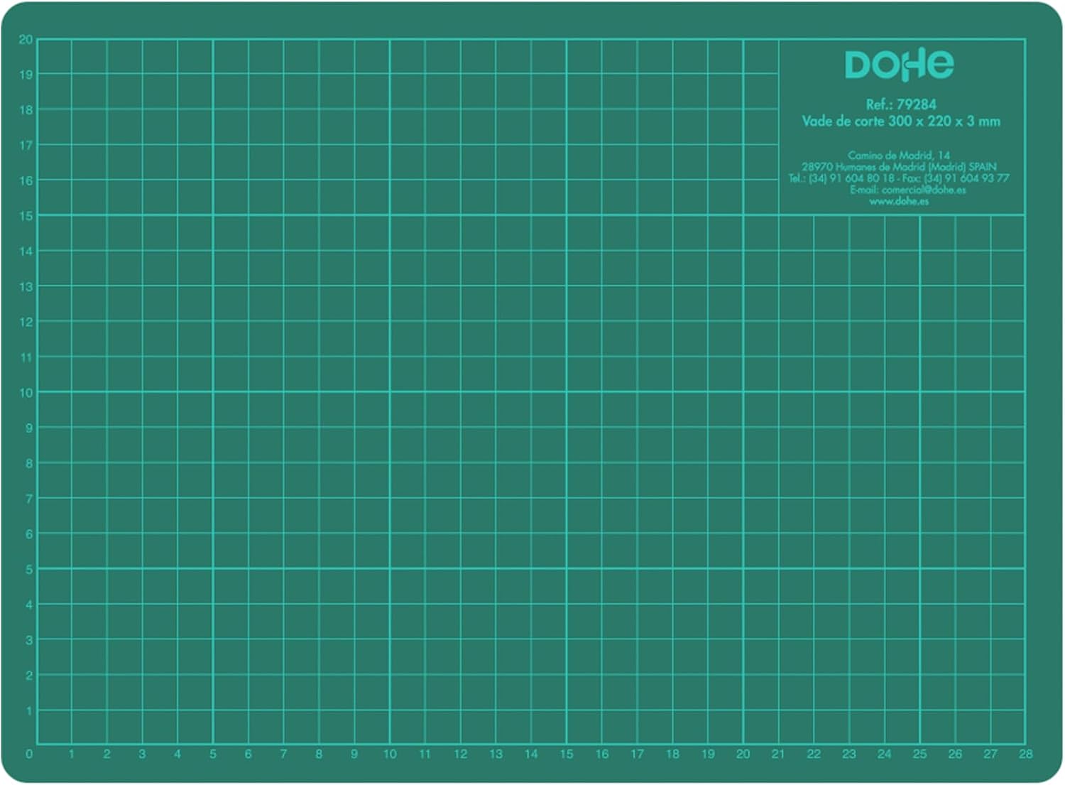 Dohe - Vade de Corte A3-45x30 cm, Autocicatrizante, Alfombrilla de Escritorio para Manualidades y Dibujos, Con Guías y Marcas de Corte, Formato Cuadriculado, Grosor 3 mm