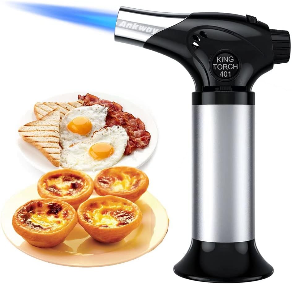 Soplete de cocina Recargable, Ankway soplete gas butano profesional antorcha de cocina, soplete cocina butano para cocinar alimentos y creme brulée, Perfecto para panadería y BBQ-butano no incluido