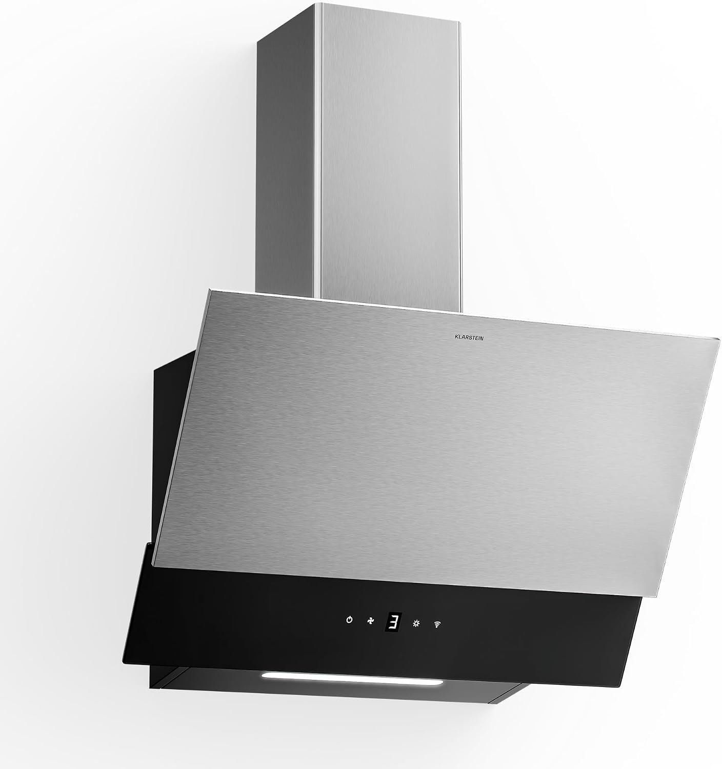 Klarstein Verosteel Campana Extractora 90 cm - 624 m³/h, Eficiencia A++, LED, Táctil, Filtros Lavavajillas, Inox & Cristal, Silenciosa, Decorativa, Extractor Cocina