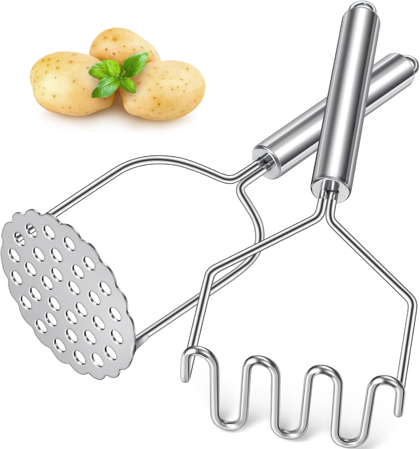 Sopito Trituradora de patatas, 2 unidades, acero inoxidable, apta para lavavajillas, Potato Masher para verduras y frutas