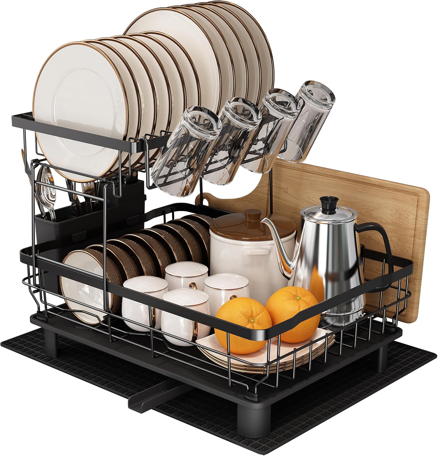 MAJALiS Escurreplatos Acero Inoxidable con Desagüe Automático de Cocina
