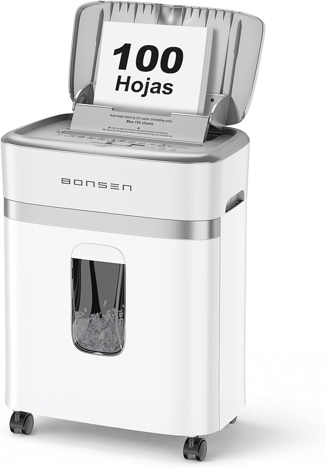 BONSEN Destructora de Papel 100 Hojas Auto-Feed, P-4 Microcorte