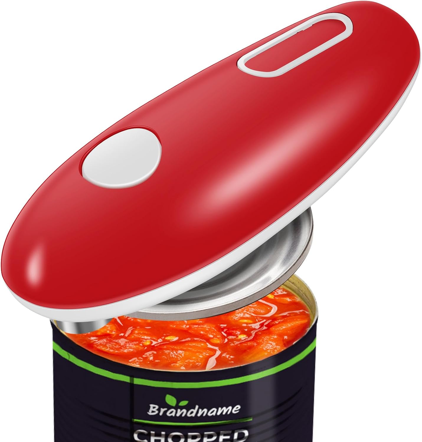 Abrelatas eléctrico, borde liso, abrelatas One Touch, portátil, inalámbrico, sin bordes afilados, para chefs, niños y personas mayores con artritis (rojo)